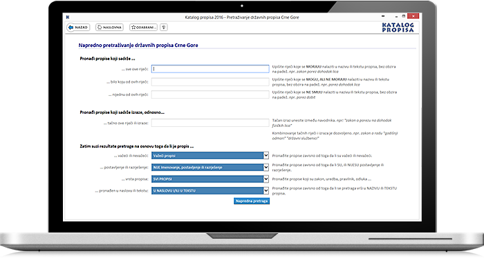 Katalog propisa 2016 - Napredno pretraživanje