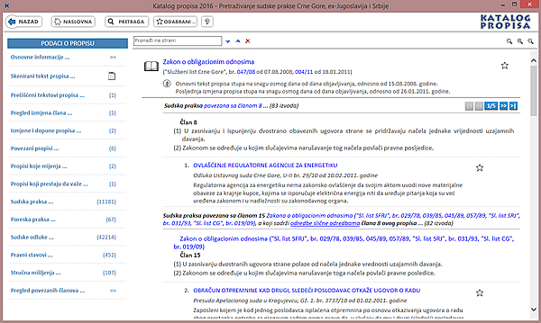 Katalog propisa 2016 - Detaljne informacije o propisu - sudska praksa povezana sa članom propisa