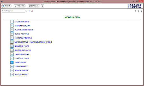 Katalog propisa 2016 - Modeli ugovora i akata