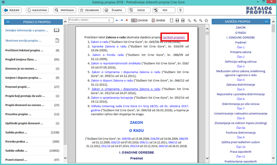 Katalog propisa - Zaglavlje propisa