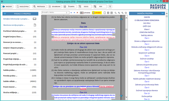 Katalog propisa - Prikaz izmjene kroz propis