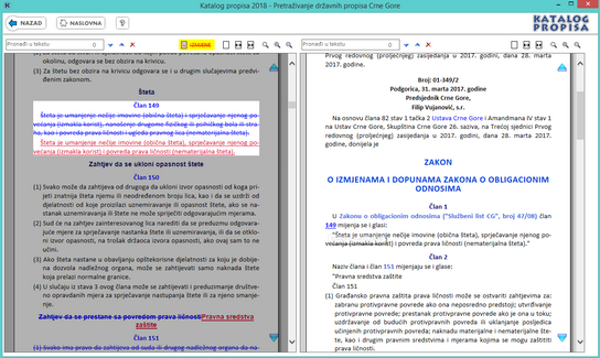 Katalog propisa - Prikaz izmjene upredno sa tekstom