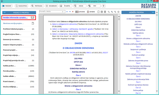 Katalog propisa - Detaljne informacije o propisu