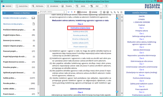 Katalog propisa - Prethodne izmjene člana