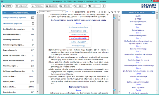 Katalog propisa - Stručna mišljenja za član