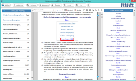 Katalog propisa - Pravni stavovi praksa za član