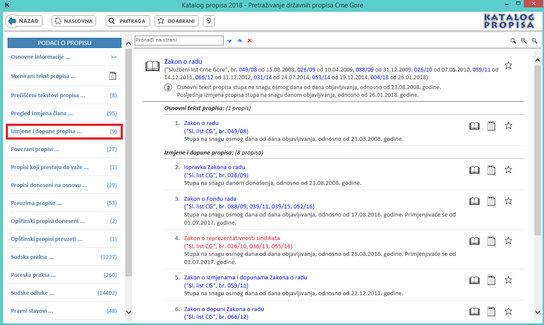 Katalog propisa - Ranija verzija propisa
