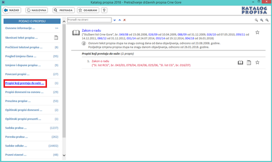 Katalog propisa - Propisi koji prestaju da vaze