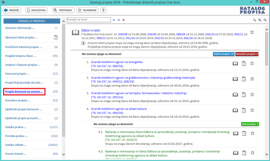Katalog propisa - Propisi doneseni na osnovu