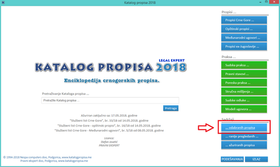 Katalog propisa - Lista odabranih propisa